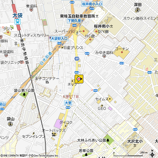 （有）昭和メタルタイヤショップ越谷店付近の地図